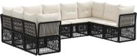 vidaXL Tuinbank - Set - 9 - st - Zwart - poly - rattan