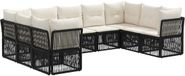 vidaXL Banc de jardin - Set - 9 - pièces - Noir - poly - rotin