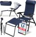 ELONEO Chaise de camping pliable avec repose-pieds amovible