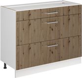 Vicco Keukenonderkast R-Line, Artisanaal eiken/Wit, 100 cm zonder werkblad