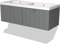 Maxaro Modulo Badkamermeubel 120cm Middengrijs Lamel | Mineraalmarmer Wastafel 2 Lades