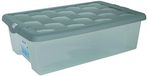 MSV 289 Opbergbox onderzetter bed polypropyleen transparante box/deksel grijs 32 L