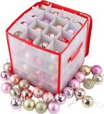 Boîte de rangement pour boules de Noël avec poignée et séparateur - Espace pour 64 ornements