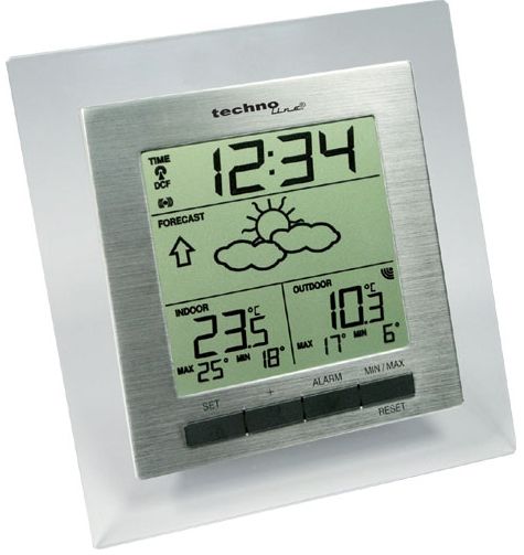 Technoline WS 9136-IT Digitale Weerstation - Roestvrijstaal/Wit - Binnen/Buiten Thermometer - Weersvoorspelling - Klok - Alarm