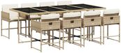 vidaXL 9-delige Tuinset met Kussens Poly Rattan Beige