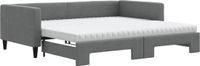 vidaXL Slaapbank met onderschuifbed en matrassen - Stof - Donkergrijs - 100x200 cm