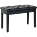 Homcom Banquette de piano tabouret coffre de rangement, pieds en bois de caoutchouc, assise capitonnée en revêtement synthétique noir, siège rembourré pour clavier, banquette musicale avec espace de stockage intégré.