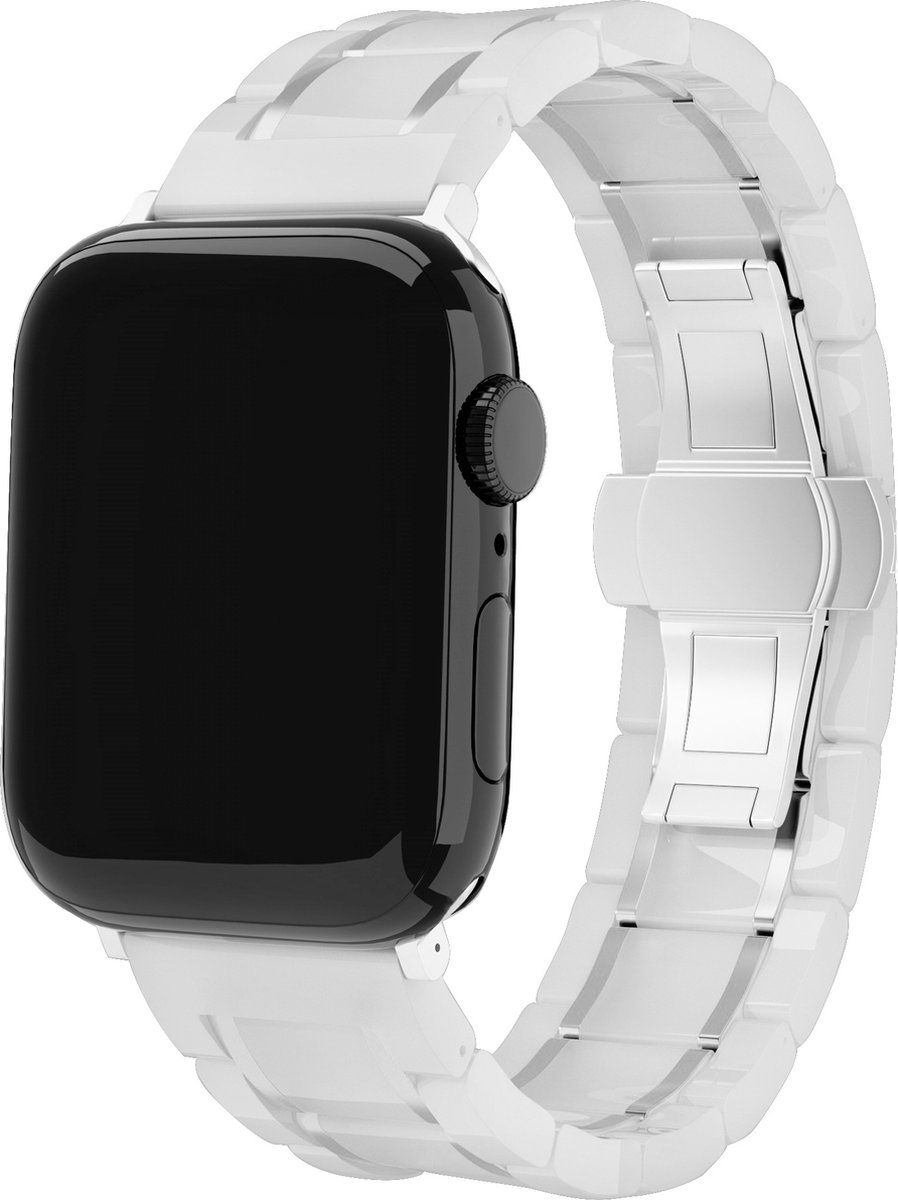 Strap-it Apple Watch keramiek stalen band - wit/zilver - 38/40/41mm