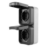 REV AquaStorm stopcontact voor vochtige ruimtes, 2-voudig, IP55, verticaal