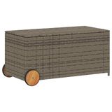 VidaXL Tuinbox met wielen, 190 L, polyrattan, grijs