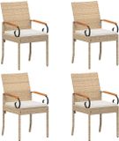 vidaXL Fauteuils de jardin 4 pièces beige et blanc crème