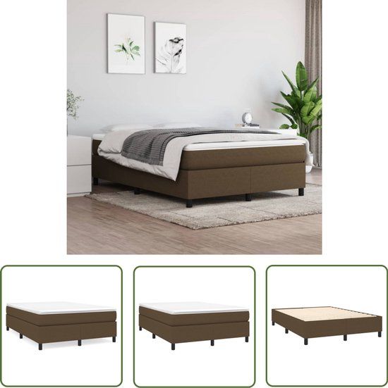 vidaXL Boxspring met matras stof donkerbruin 140x190 cm