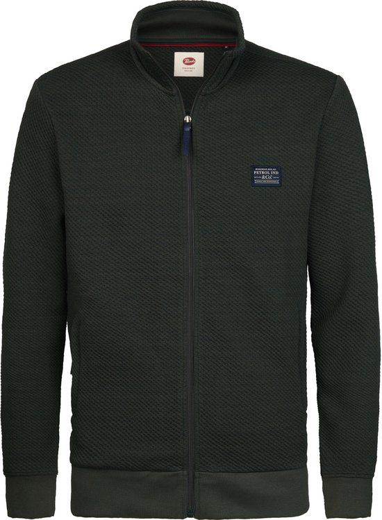 Petrol Industries Heren Sweater met rits bij de kraag steelcrest - Groen - Maat XXXL
