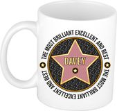 Bellatio Decorations Naam mok Davey - wit - Most Brilliant - keramiek - 300 ml - collega beker - cadeau