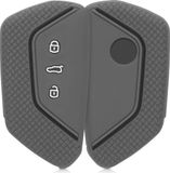 kwmobile autosleutel hoesje geschikt voor VW Golf 8 3-knops autosleutel hoes - Siliconen autosleutel behuizing - Auto sleutel case met honingraat - Sleuteletui in grijs / zwart