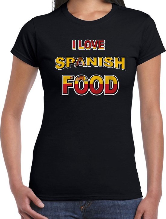 Bellatio Decorations I love Spanish food t-shirt zwart voor dames L