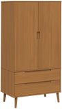 vidaXL Kledingkast MOLDE Karamel 90 x 55 x 175 cm Massief grenenhout