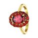 Lucardi Bague vintage en acier plaqué or pour femme avec zircone rouge fleur