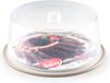 Plasticforte Taartstolp - transparant - 32 x 15 cm - taart / gebak bewaardoos - taupe bodem