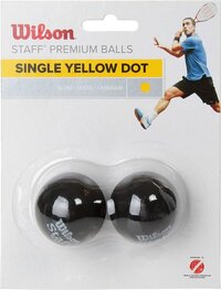 Wilson Staff Squash Yellow Dot 2 Pack Ball - Black