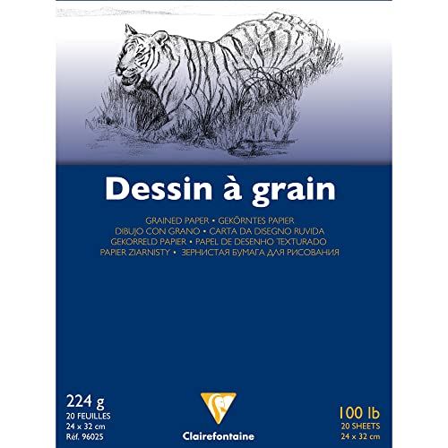 Clairefontaine - Ref 96025C - Witkorrelig tekenpapier gelijmd pad (20 vellen) - 24 x 32cm - 224gsm