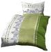Icecat Ensemble de literie 100% coton, motif gaufré, vert et blanc, 140x200 cm