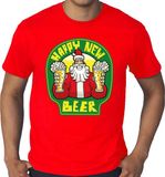 Bellatio Decorations Shoppartners Bv Grote maten foute Kerst t-shirt - oud en nieuw / nieuwjaar shirt - happy new beer / bier - rood voor heren - kerstkleding XXXL