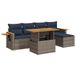 vidaXL 6-delige Loungeset met Kussens, Poly Rattan, Acacia, Grijs