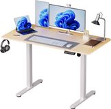 Merkloos Relaxdays Zit sta bureau - 120 x 60 cm - hoogte verstelbaar - natuur-wit