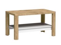 LIVOCO table basse rectangulaire 110 cm chêne nervuré/blanc