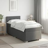 vidaXL Boxspringbed met matras, donkergrijs, 100 x 200 cm, met stoffen bekleding