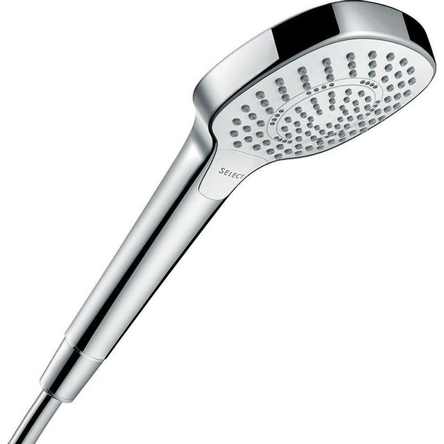 hansgrohe Douchekop Croma Select E, douchekop waterbesparend, 3 straalsoorten, antikalkfunctie, wit/chroom