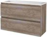 Basic-Line Start 39 Badkamermeubelset - Ondiep - 100 x 39 cm - Greeploos - 2 Lades - Acryl Wastafel - 2 Kraangaten - Scotch Oak