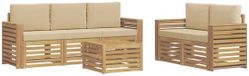 vidaXL Buiten bankenset 6-delig Wit en Beige Polyester