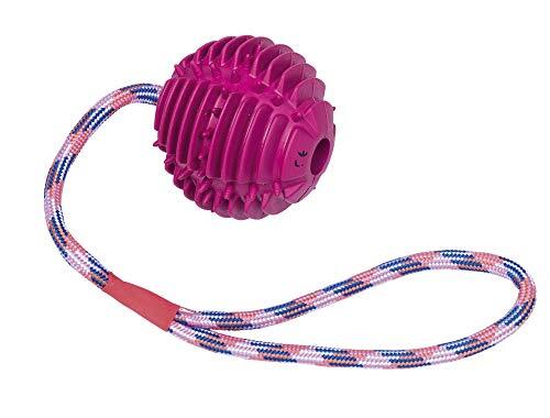Nobby massief rubber bal met touw bal: 7,5 cm; touw: 30 cm