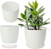 KADAX Bloempot, plantenbak met onderzetter, ronde bloembak van kunststof, matte pot voor cactus, varens, glanzende buitenpot voor balkon, woning en terras ( 30 cm, wit)