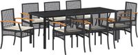 vidaXL Eettafel Set Zwart Rotan