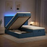 vidaXL Ottomanbed met matras en blauwe LED-verlichting, 180 x 200 cm, met stoffen bekleding