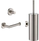 Plieger Vigo Toiletset Accessoires – Wc borstel – Wc Rolhouder – Handdoekhaakje - 10 jaar garantie – Geborsteld Chroom