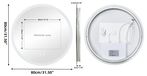 Miroir LED rond pour salle de bain - Miroir mural - 800 mm - Antibuée - Gradation continue - Éclairage de fond - 3000/4000/6000 K - Fonction mémoire