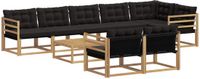 vidaXL Hoek loungeset 8 zitplaatsen Acacia hout Wit en zwart