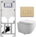 Geberit QeramiQ Dely Swirl Compact Toiletset - Geberit UP320 inbouwreservoir - Burda frame - 25mm zitting - beige kunststof bedieningsplaat - glans wit