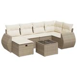 vidaXL Loungeset met kussens, polyrattan, beige