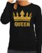 Bellatio Decorations Koningsdag Sweater Queen Glitter Goud Zwart Dames XXL