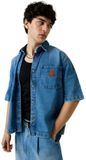 Guess Jeans M6gh52d5m5t Oversize Cropped Overhemd Met Korte Mouwen Blauw 2XL Man