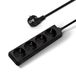 Aigostar 4-Voudig stekkerdoos met contactbescherming, 3 m kabel, zwart