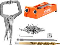 VEVOR Pocket Hole Jig, 56 stuks Mini Jig Pocket Hole System met 9 \"C-klem, stap boor, sleutel, boorstopring, vierkant aandrijfbit en schroeven, voor doe-het-zelf timmerprojecten