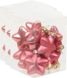 Othmar Decorations Bv 36x Sterretjes kersthangers/kerstballen bubblegum roze van glas - 4 cm - mat/glans - Kerstboomversiering
