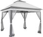 Easy Up Pavillon 3,3 x 3,3 mètre – Gris clair – Pliable – Imperméable et résistant aux intempéries – Hauteur réglable