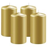 Enlightening Candles Bougie cylindrique/bougie pilier - 4x - doré - D6 x H10 cm - 36 heures de combustion - Bougies épaisses - Pour chandelier ou plateau